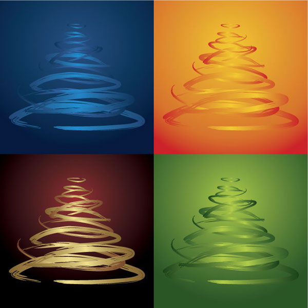Four-color Christmas tree vector material