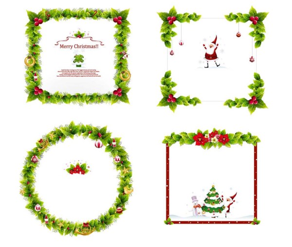 Christmas wreath Vector Borders