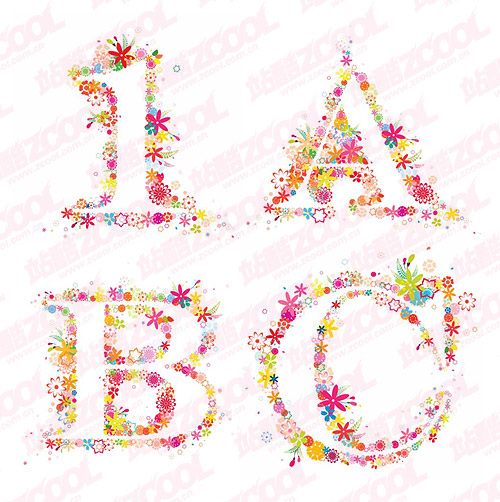 Flowers alphabet vector