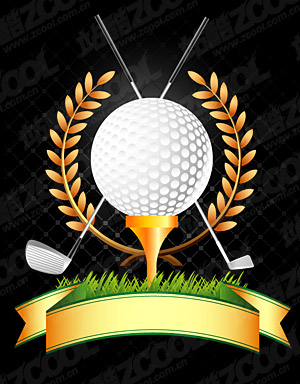 Golf, golf clubs, wheat vector 