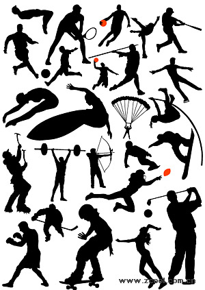 High jump, soccer, basketball, tennis, baseball, diving, parachuting, weightlifting, skating