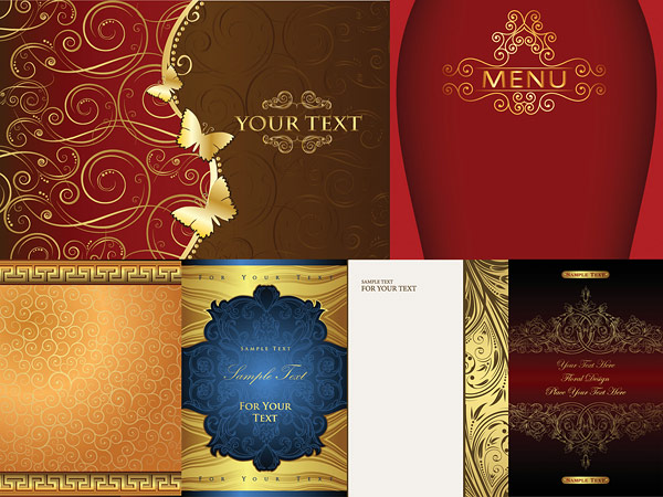 6 Continental gorgeous pattern vector material