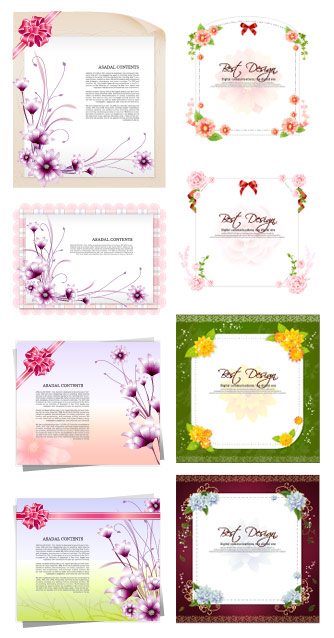 Paper flowers, ribbon vector material