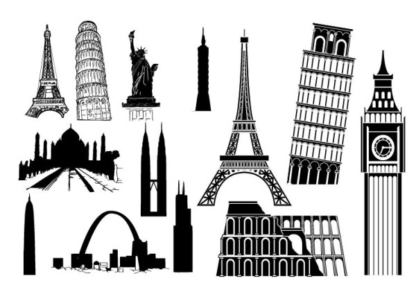 Famous foreign buildings vector material