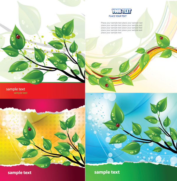 Leaf ladybug theme vector material