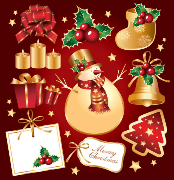 Aureate Christmas element vector of material
