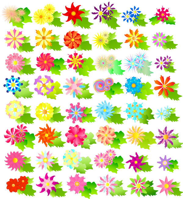 Colorful flowers vector of material
