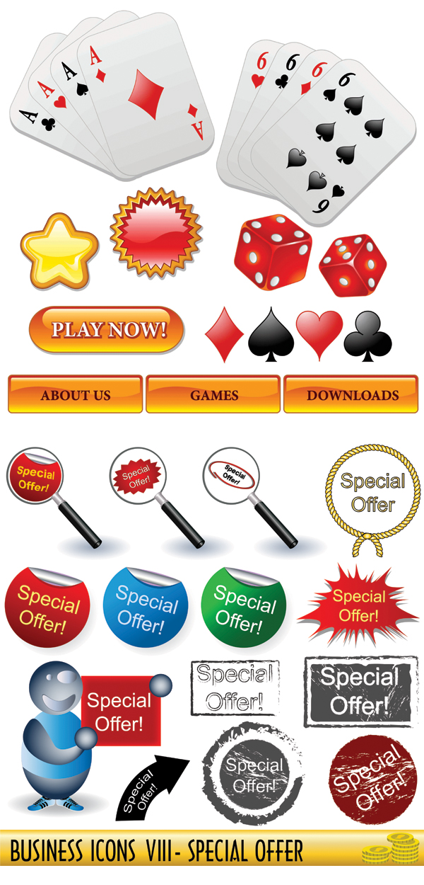 Poker, dice, magnifying glass vector