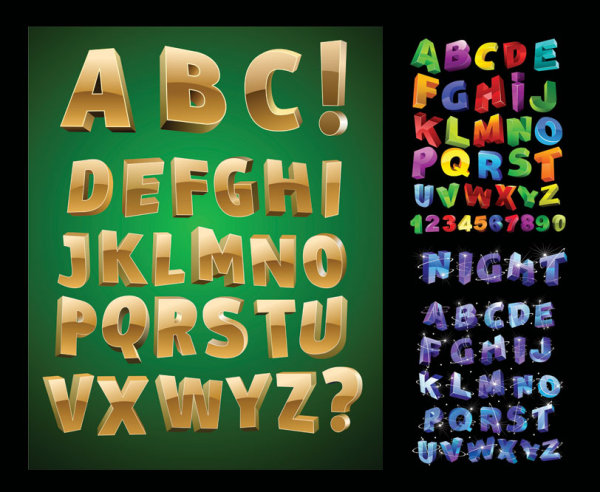 Three-dimensional letters Vector