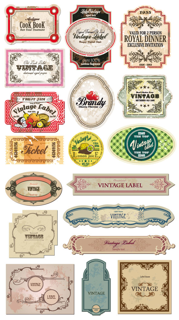 Classic European-style bottle labels and stickers - vector material