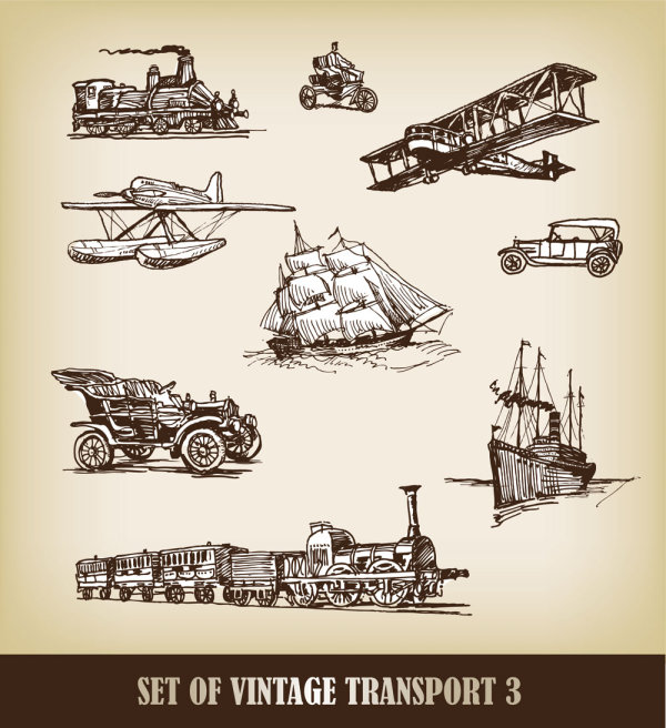 European-style hand-drawn transport carrier 01 - Vector