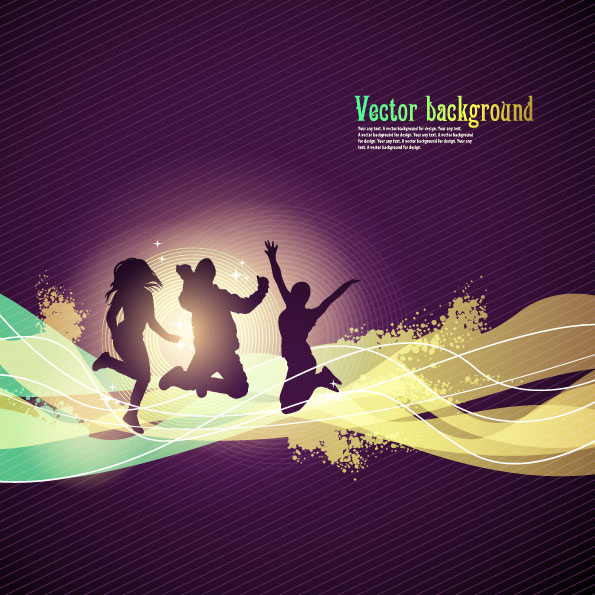 Dynamic trend of the flow line silhouette figures 01 - Vector