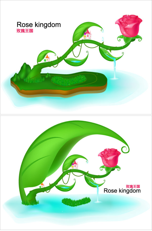 Rose fairy-tale world vector material