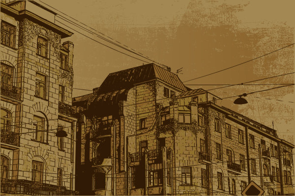 Exquisite European architecture decorative painting 04 - vector