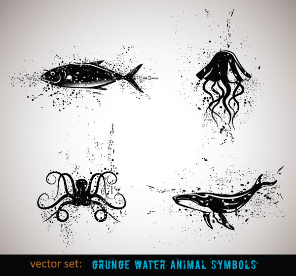 Ink animal vector material -4