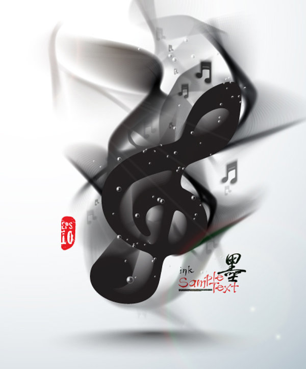 Ink on musical elements 05 - vector material