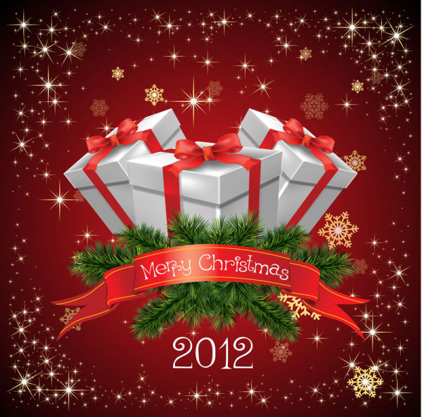 Gorgeous Christmas background 02 - vector material