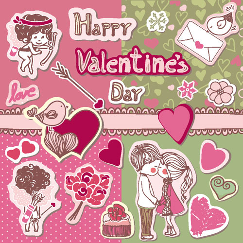 Cute couple illustrator 02 - vector material