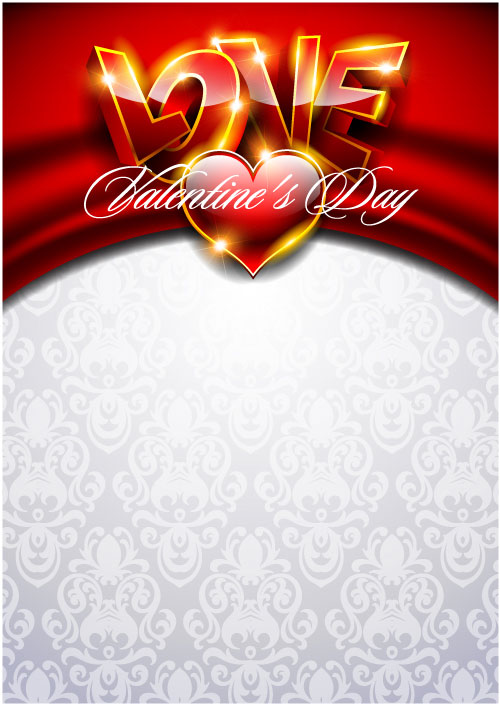 Fancy Valentine background 03 - vector material
