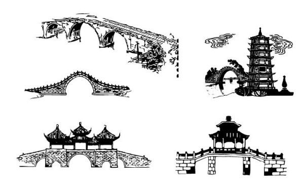 Chinese traditional architectural arch vector material