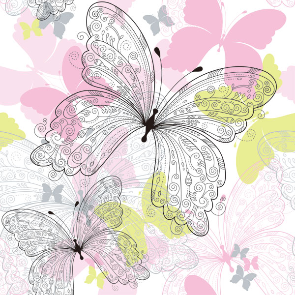 Beautiful butterfly pattern 02 - vector material