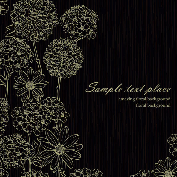 Exquisite black and white line art background 01 - vector material