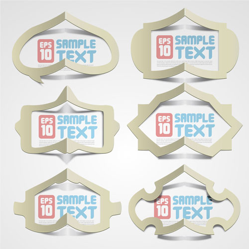 Creative folded hollow paper text template vector material -2