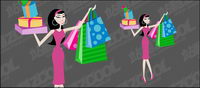 Women shopping vector material