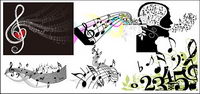 Variety of theme music notes vector material