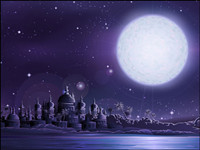 Ancient&nbsp;city&nbsp;under&nbsp;full&nbsp;moon vector material