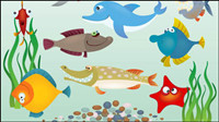 Cartoon marine fish - vector material