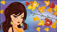 Cartoon Four Seasons Beauty 04-- vector material