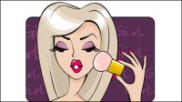 Beauty cartoon illustrator 03 - vector material