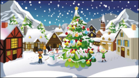 Christmas scene Illustrator 03 - vector material