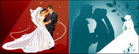 Married, kiss, dancing, the bride, groom vector