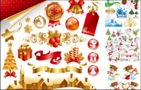 Gifts, candles, bells, decorative bow vector material