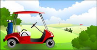 Under the blue sky and white clouds Vector Golf Course material