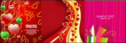3 beautiful Valentine element vector material
