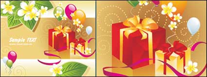 Balloon gift cards vector material leaves