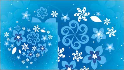 Flowers, heart-shaped vector material composition