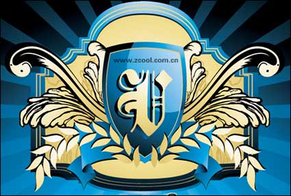 3 European shield pattern vector material