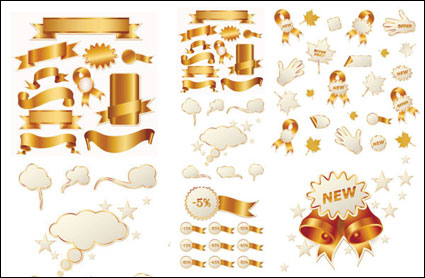 Gold ribbon and Christmas sales icon