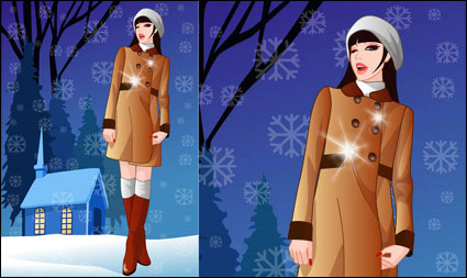 Vector winter woman