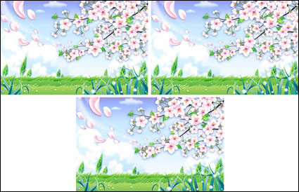 countryside petals fluttering  Vector