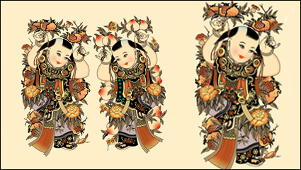 Chinese traditional boy birthday vector material