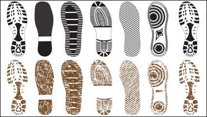 Variety of fine shoe prints 02 - vector