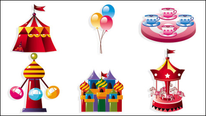 Lovely playground cartoon icon 01 - vector