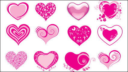 Pink heart-shaped icon - vector material