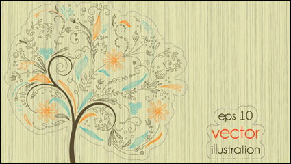 The lines illustrator of trees 01 - vector material