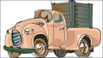 Hand-painted cartoon car 02 - vector material